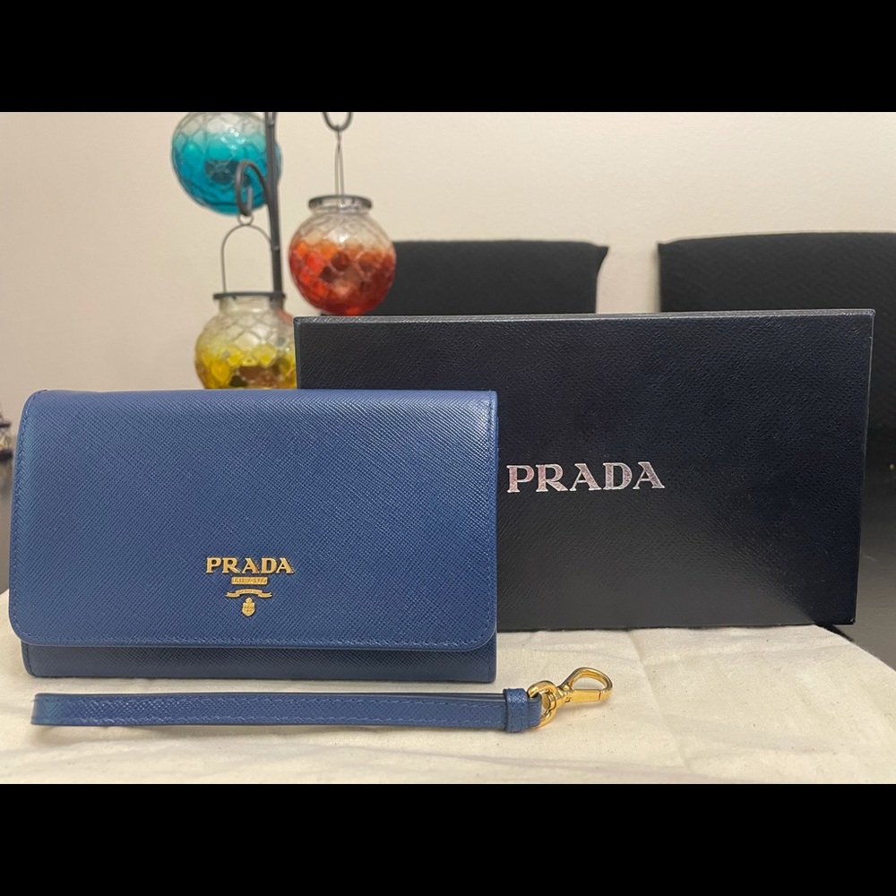 Authentic Prada wallet with wristlet.
